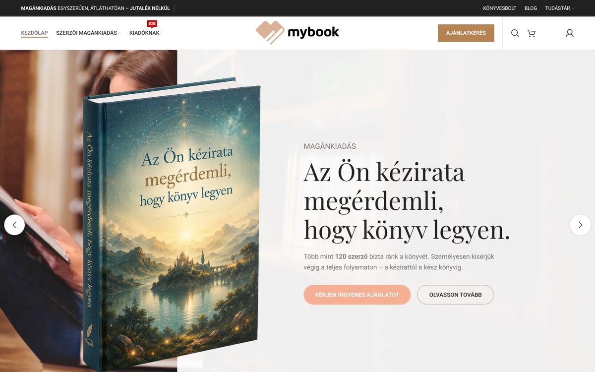 A my-book.hu nyitóképernyője